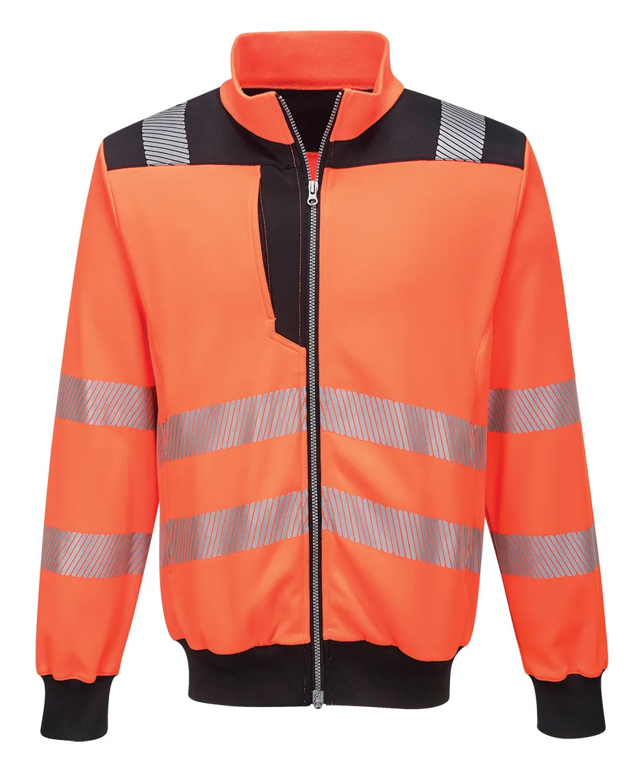 Portwest PW370 PW3 Hi-Vis Zip Sweatshirt in Orange/Black