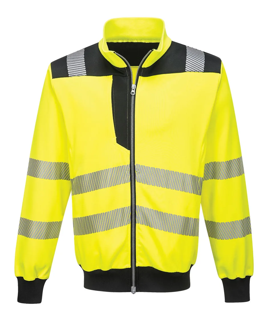 Portwest PW370 PW3 Hi-Vis Zip Sweatshirt in Yellow/Black