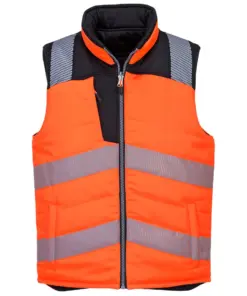 Portwest PW374 PW3 Hi-Vis Reversible Bodywarmer in Orange/Black