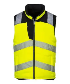 Portwest PW374 PW3 Hi-Vis Reversible Bodywarmer in Yellow/Black