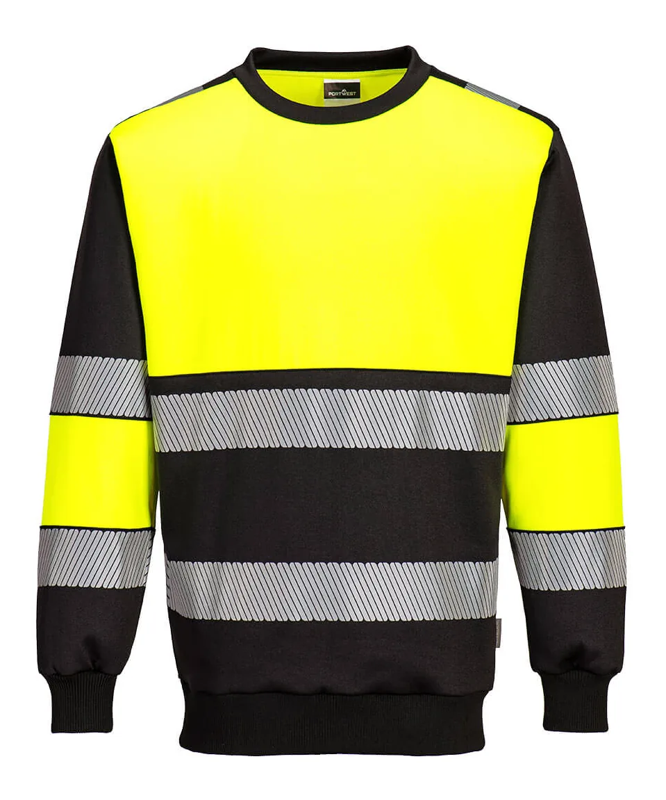 Portwest PW376 PW3 Hi-Vis Class 1 Sweatshirt in Yellow/Black