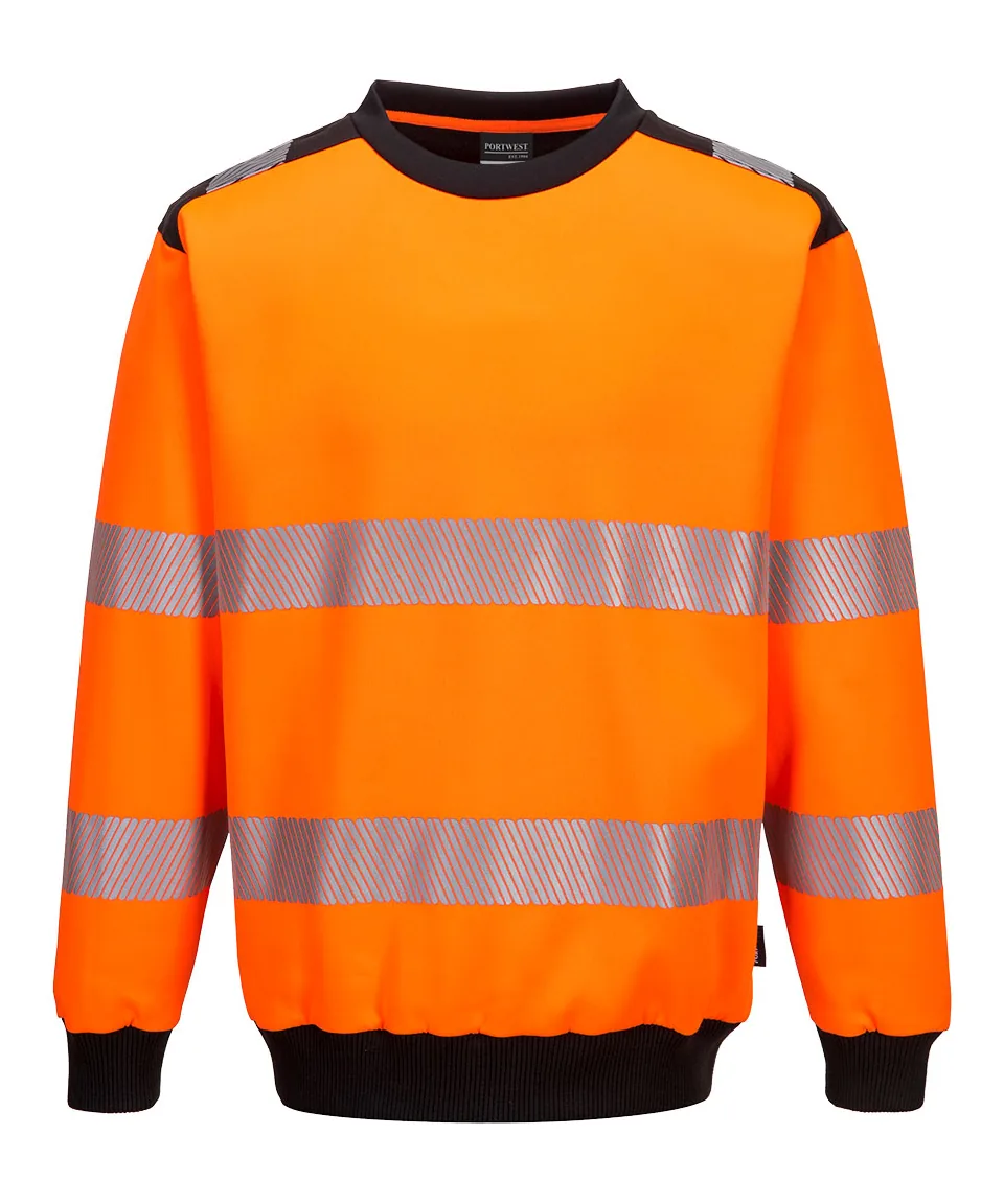 Portwest PW379 PW3 Hi-Vis Sweatshirt in Orange/Black