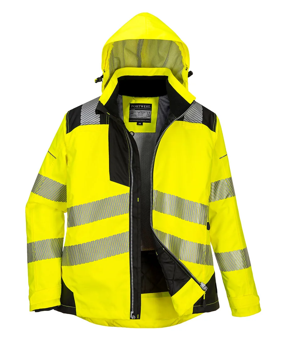 Portwest PW382 PW3 Hi-Vis Women's Winter Jacket in Yellow/Black