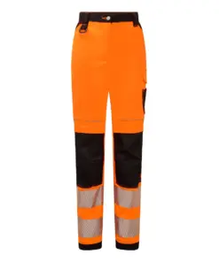 Portwest PW385 PW3 Hi-Vis Women's Stretch Work Trousers in Orange/Black
