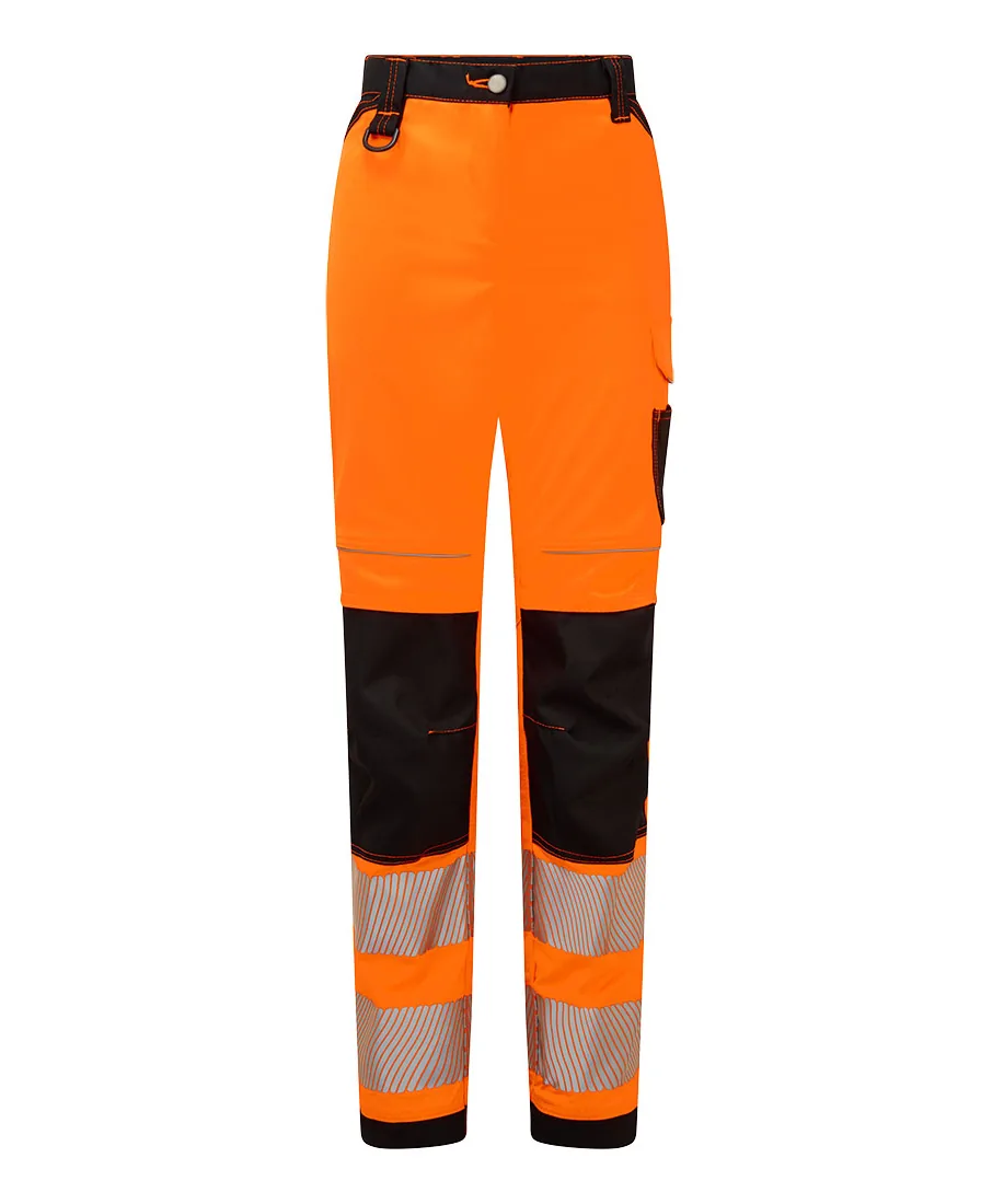 Portwest PW385 PW3 Hi-Vis Women's Stretch Work Trousers in Orange/Black