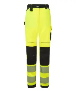 Portwest PW385 PW3 Hi-Vis Women's Stretch Work Trousers in Yellow/Black