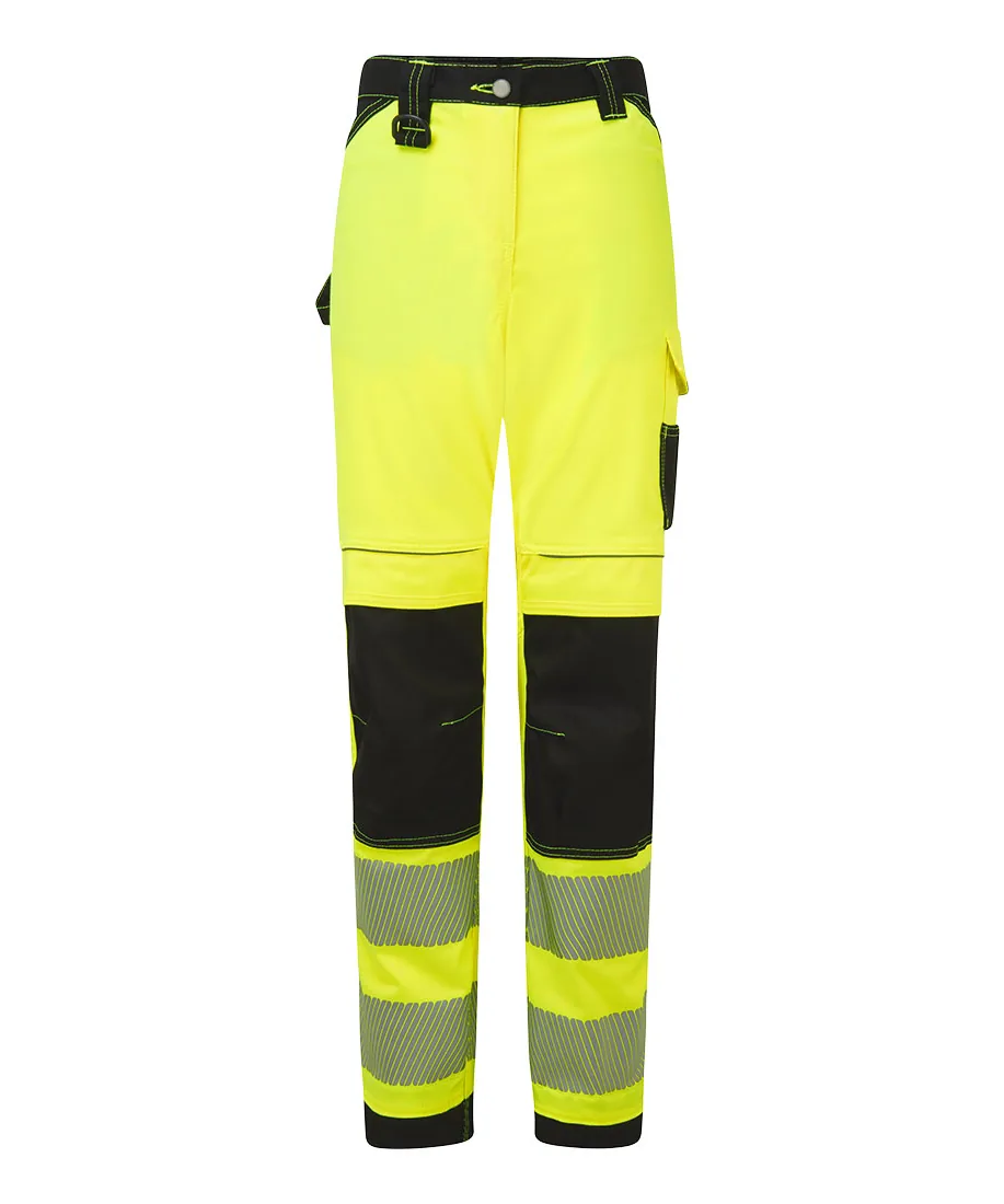 Portwest PW385 PW3 Hi-Vis Women's Stretch Work Trousers in Yellow/Black