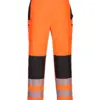 Portwest PW386 PW3 Hi-Vis Women's Rain Trousers in Orange/Black