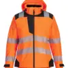 Portwest PW389 PW3 Hi-Vis Women's Rain Jacket in Orange/Black