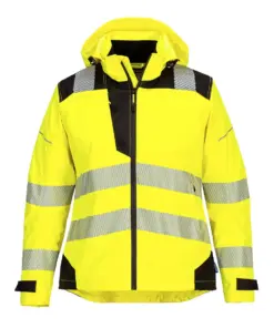 Portwest PW389 PW3 Hi-Vis Women's Rain Jacket in Yellow/Black