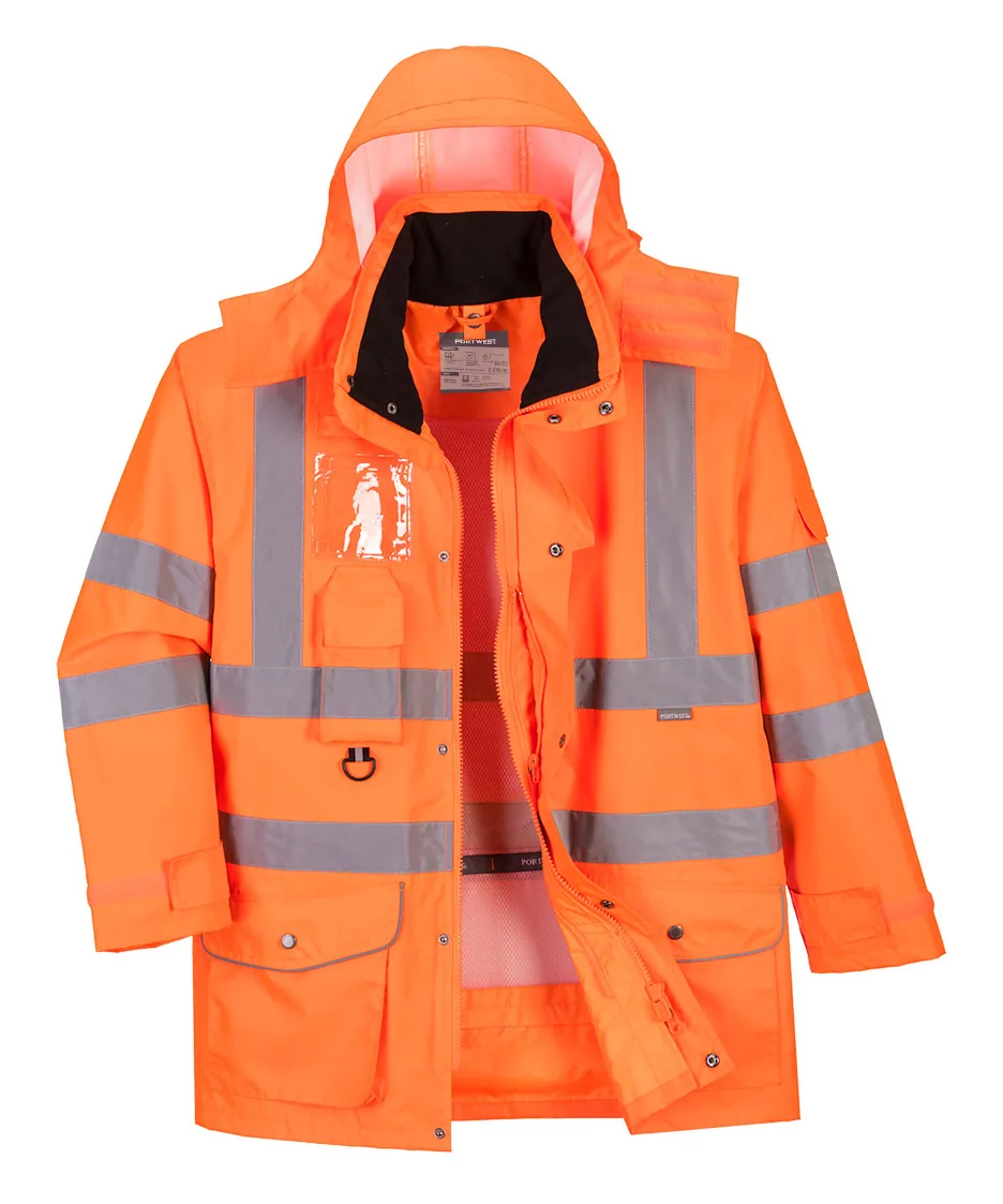 Portwest RT27 Hi-Vis Breathable 7-in-1 Traffic Jacket in Orange