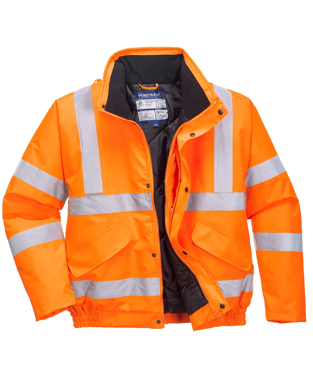 Portwest RT32 Hi-Vis Winter Bomber Jacket in Orange