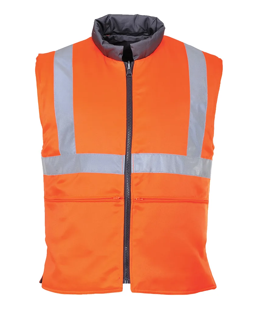 Portwest RT44 Hi-Vis Reversible Bodywarmer in Orange