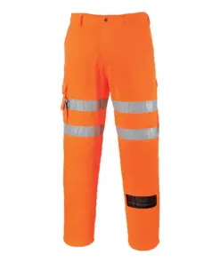 Portwest RT46 Hi-Vis Rail Work Trousers in Orange