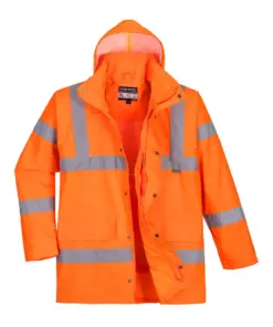 Portwest RT60 Hi-Vis Breathable Rain Traffic Jacket in Orange