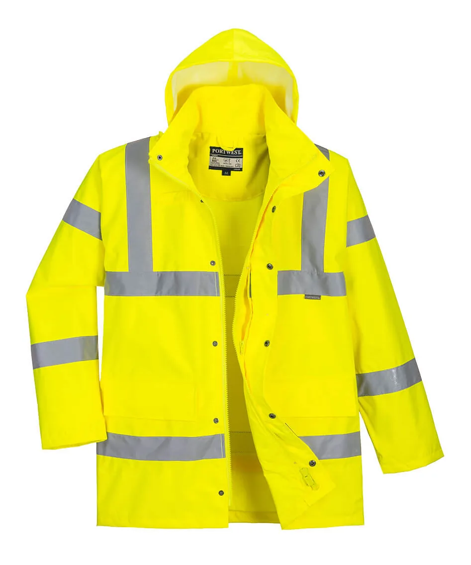 Portwest RT60 Hi-Vis Breathable Rain Traffic Jacket in Yellow