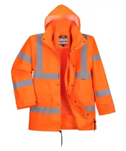 Portwest RT63 Hi-Vis Breathable Interactive Rain Traffic Jacket in Orange