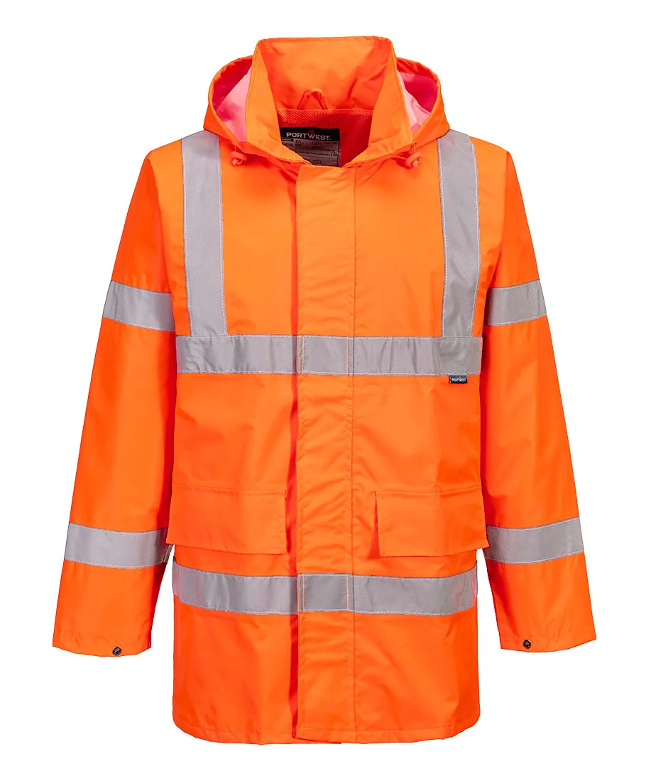 Portwest S160 Hi-Vis Rain Lite Traffic Jacket in Orange