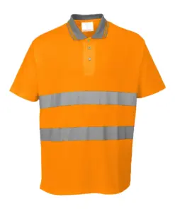 Portwest S171 Hi-Vis Cotton Comfort Polo Shirt Short Sleeve in Orange