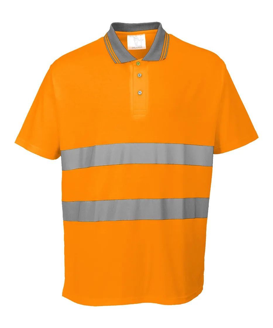 Portwest S171 Hi-Vis Cotton Comfort Polo Shirt Short Sleeve in Orange