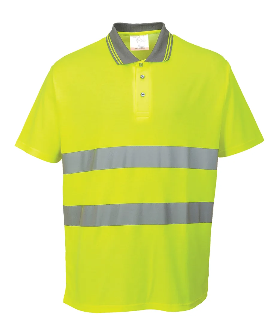 Portwest S171 Hi-Vis Cotton Comfort Polo Shirt Short Sleeve in Yellow