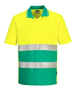Portwest S175 Hi-Vis Lightweight Contrast Polo Shirt Short Sleeve in Yellow/Teal