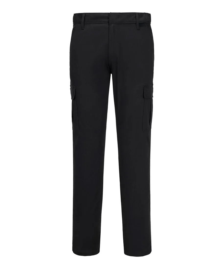 Portwest S231 Stretch Slim Fit Combat Trousers in Black