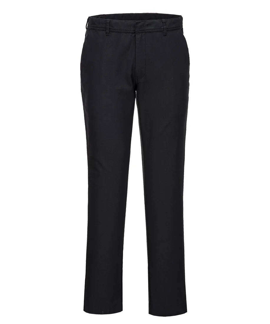 Portwest S232 Stretch Slim Chino Trousers in Black