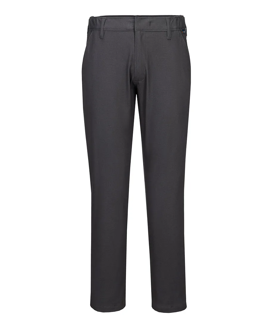 Portwest S232 Stretch Slim Chino Trousers in Metal Grey