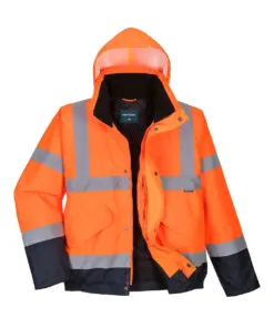 Portwest S266 Hi-Vis Contrast Winter Bomber Jacket in Orange/Navy