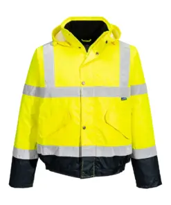 Portwest S266 Hi-Vis Contrast Winter Bomber Jacket in Yellow/Navy