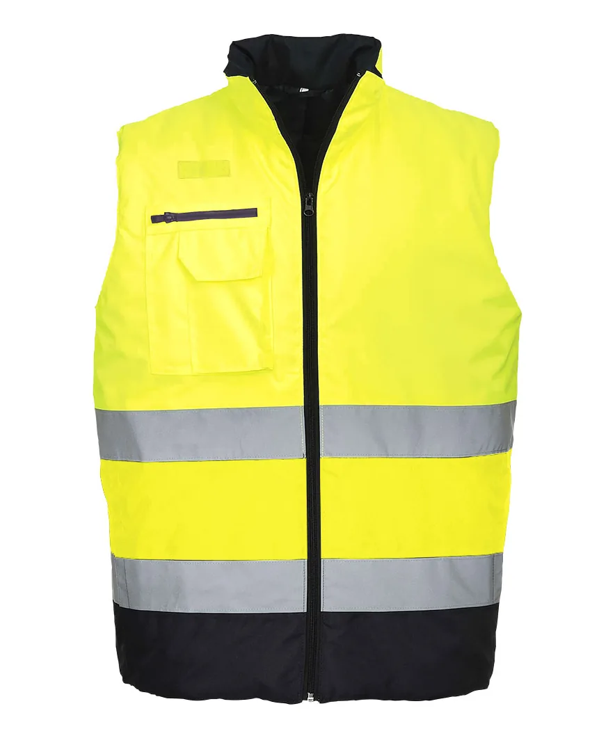 Portwest S267 Hi-Vis Contrast Bodywarmer in Yellow/Navy