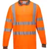 Portwest S271 Hi-Vis Cotton Comfort Polo Shirt Long Sleeve in Orange
