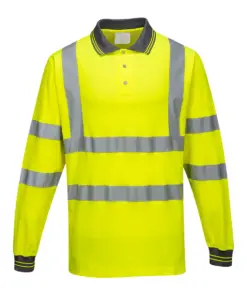 Portwest S271 Hi-Vis Cotton Comfort Polo Shirt Long Sleeve in Yellow