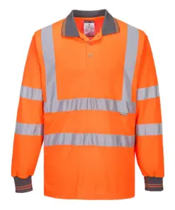 Portwest S277 Hi-Vis Polo Shirt Long Sleeve in Orange