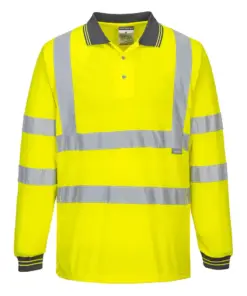 Portwest S277 Hi-Vis Polo Shirt Long Sleeve in Yellow