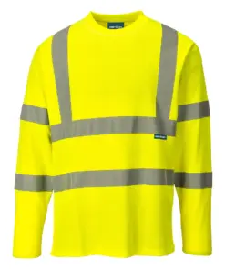 Portwest S278 Hi-Vis Cotton Comfort T-Shirt Long Sleeve in Yellow