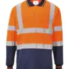 Portwest S279 Hi-Vis Contrast Polo Shirt Long Sleeve in Orange/Navy