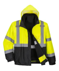 Portwest S365 Hi-Vis 3-in-1 Contrast Premium Bomber Jacket in Yellow/Black