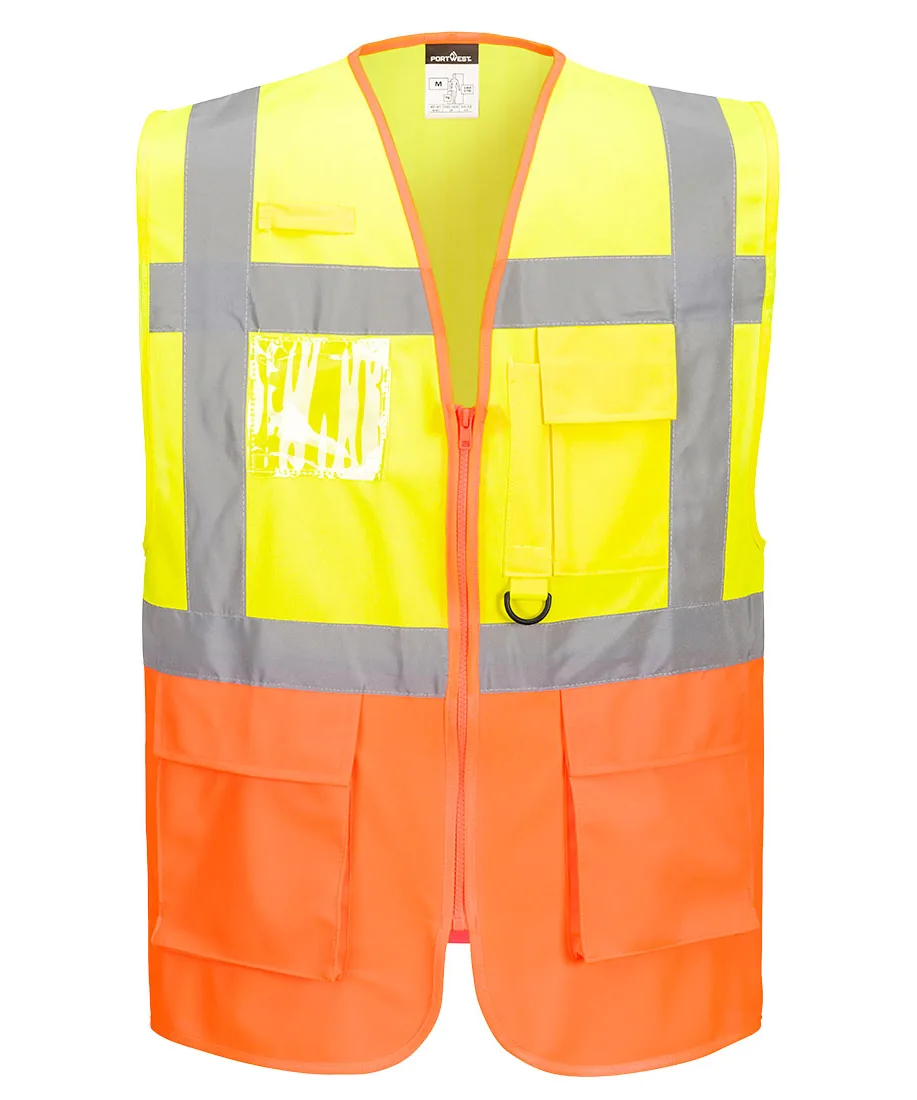 Portwest S376 Prague Hi-Vis Executive Vest in Yellow/Orange