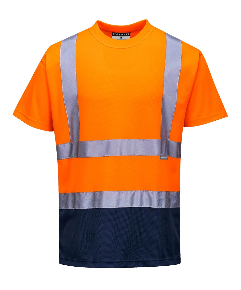 Portwest S378 Hi-Vis Contrast T-Shirt Short Sleeve in Orange/Navy