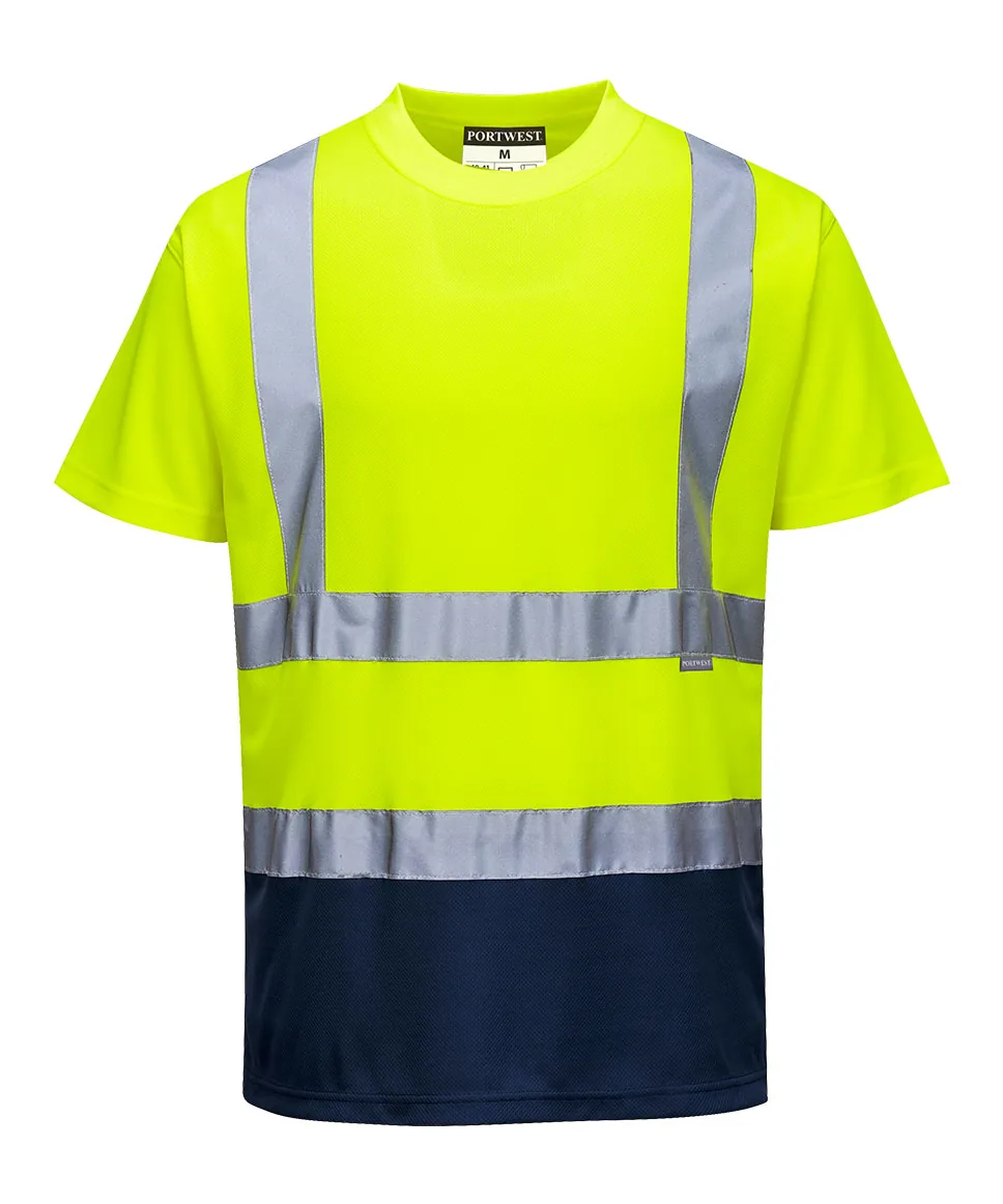 Portwest S378 Hi-Vis Contrast T-Shirt Short Sleeve in Yellow/Navy
