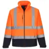Portwest S425 Hi-Vis Contrast Softshell (3L) in Orange/Navy