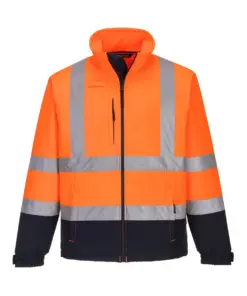 Portwest S425 Hi-Vis Contrast Softshell (3L) in Orange/Navy