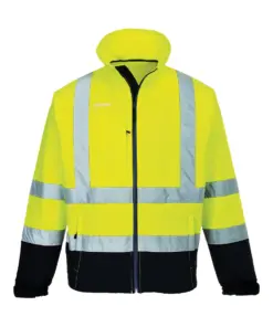Portwest S425 Hi-Vis Contrast Softshell (3L) in Yellow/Navy