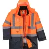 Portwest S426 Hi-Vis Breathable 7-in-1 Contrast Traffic Jacket in Orange/Navy