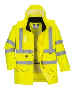 Portwest S427 Hi-Vis Breathable 7-in-1 Traffic Jacket in Yellow