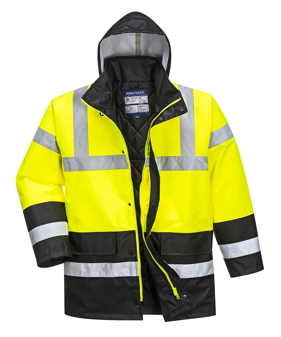 Portwest S466 Hi-Vis Contrast Winter Traffic Jacket in Yellow/Black