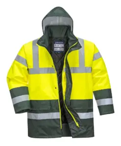 Portwest S466 Hi-Vis Contrast Winter Traffic Jacket in Yellow/Green