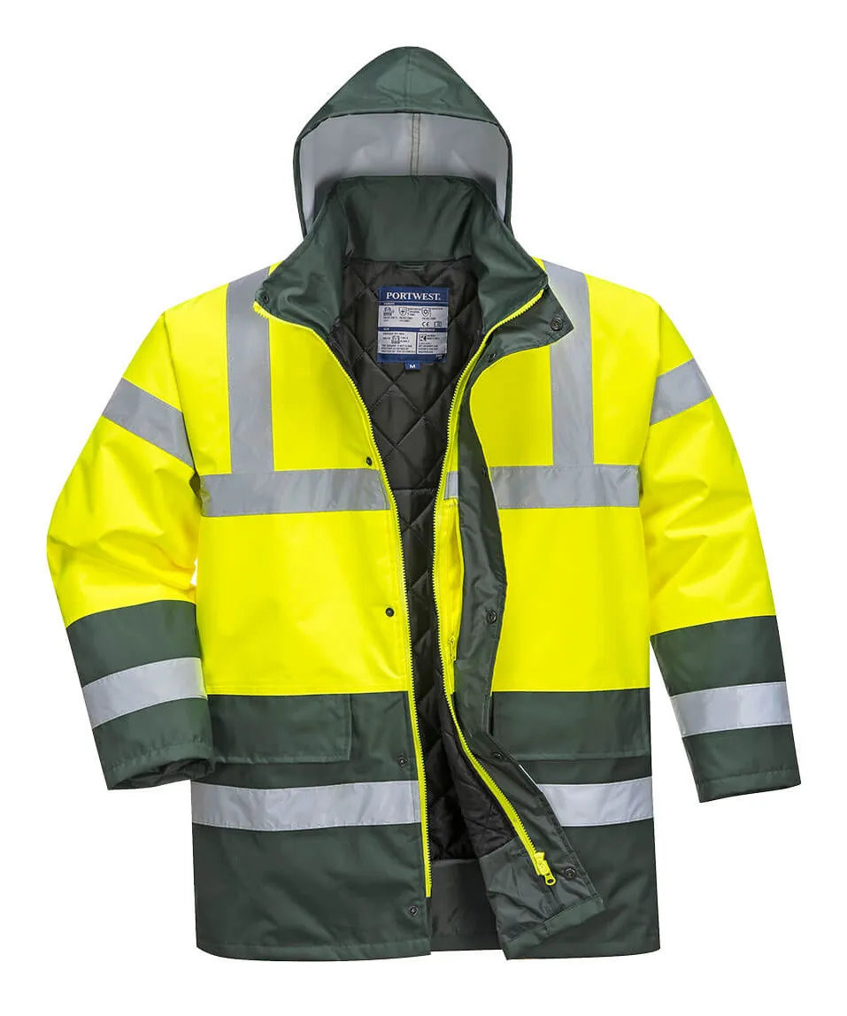 Portwest S466 Hi-Vis Contrast Winter Traffic Jacket in Yellow/Green